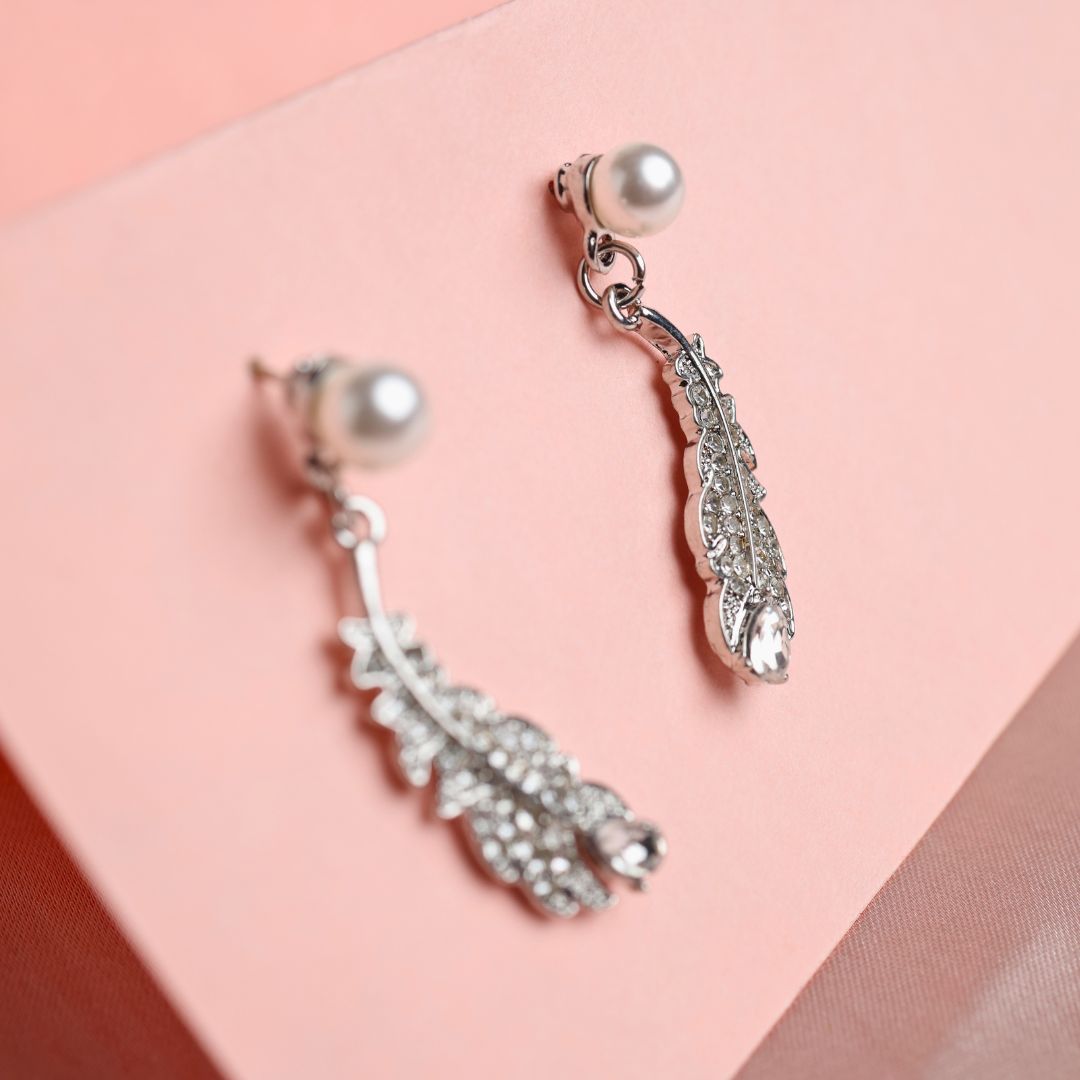 Feather Pearl Earrings