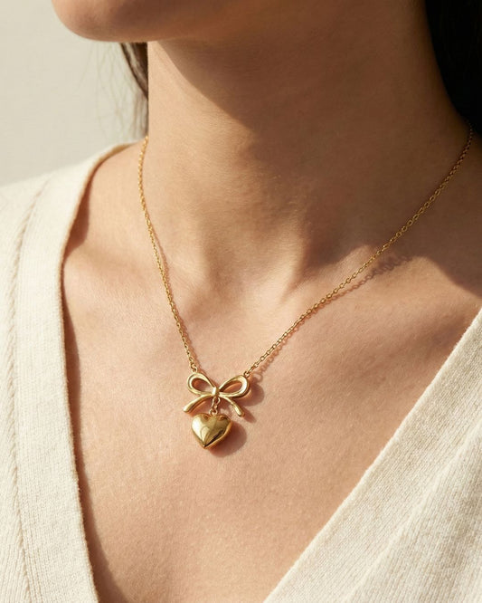 Bow Heart Linked Pendant