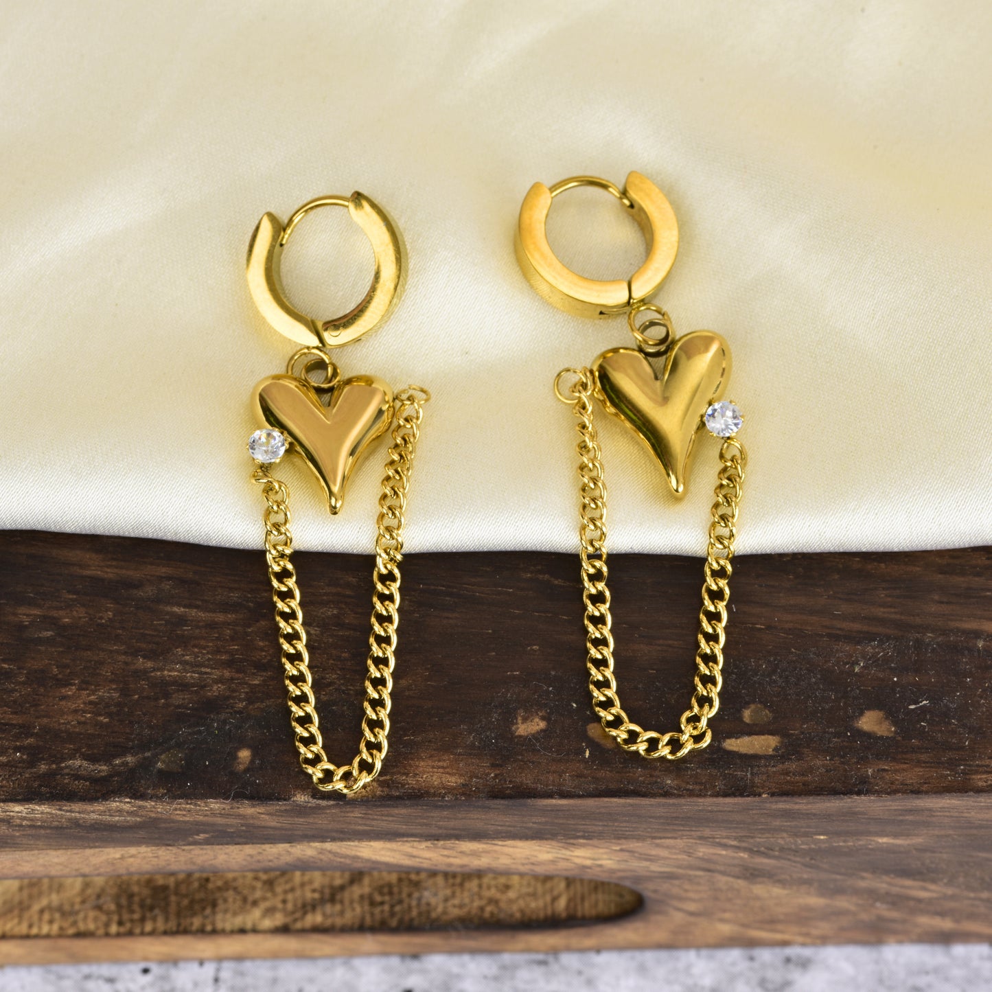 Heart-Shaped Tassel Earrings