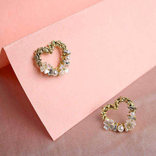 Pearl Beaded Heart Earrings