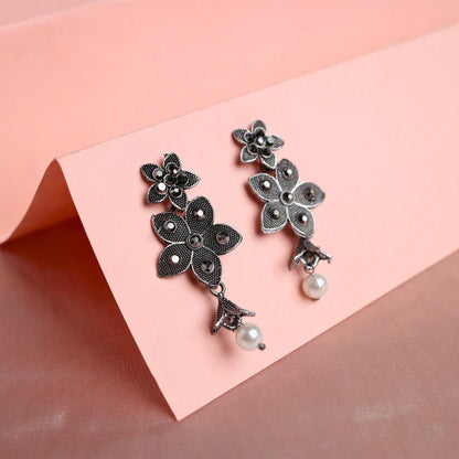 Oxidized Floral Earring