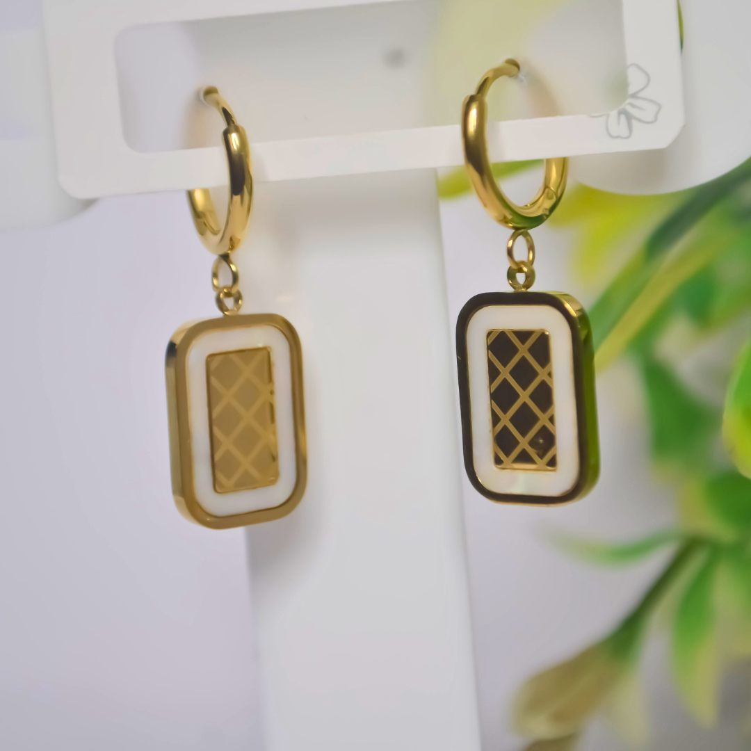 Textured Rectangle Drop Earrings