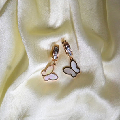 White Butterfly Leverback Earrings