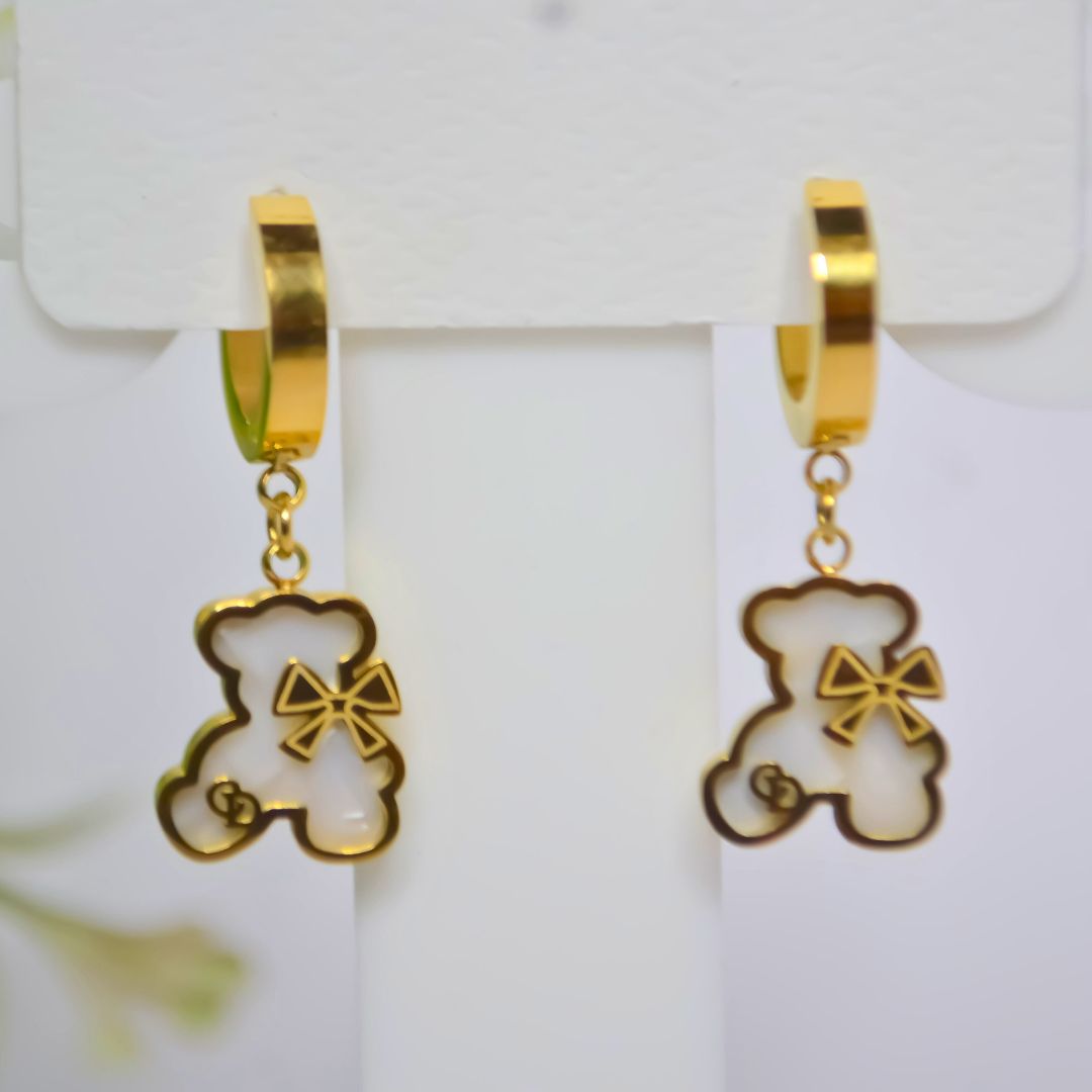 Teddy-bear Shaped Leverback Earrings