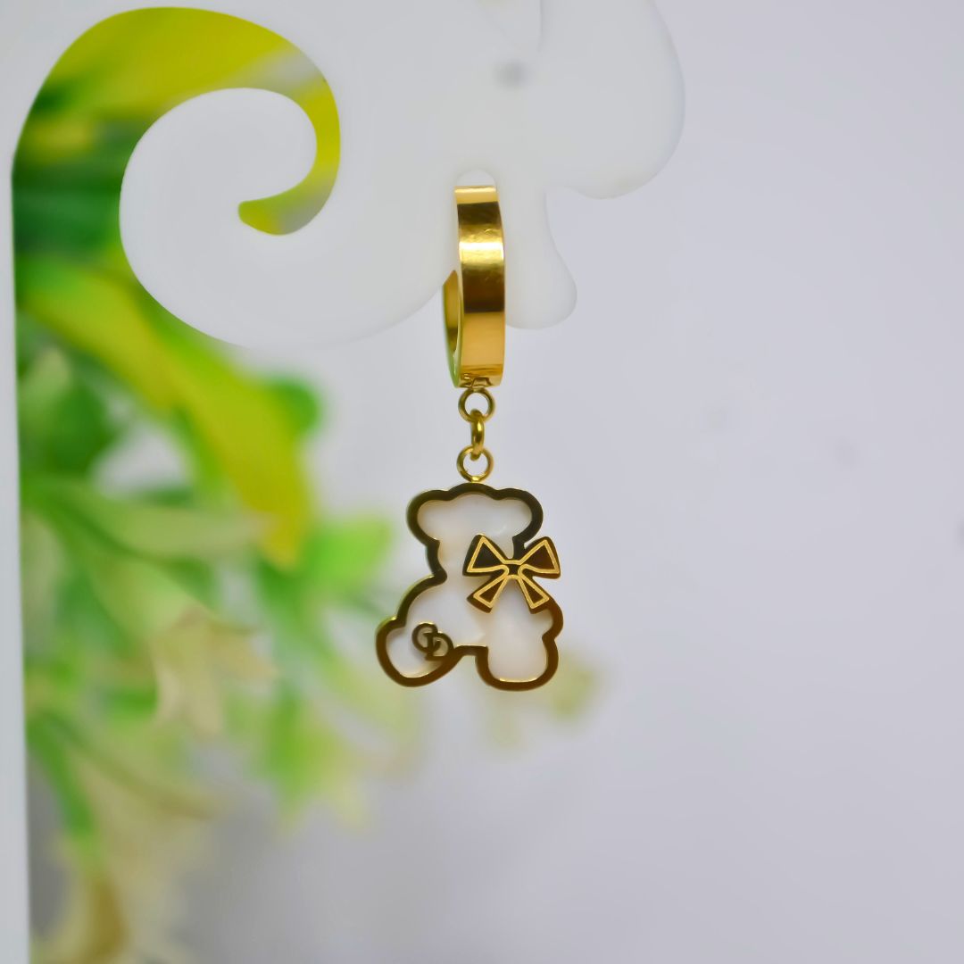 Teddy-bear Shaped Leverback Earrings