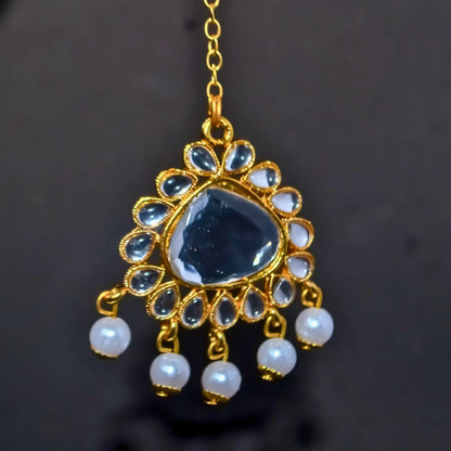 Faux Pearl and Drop Kundan Studded Choker Necklace Set for Women